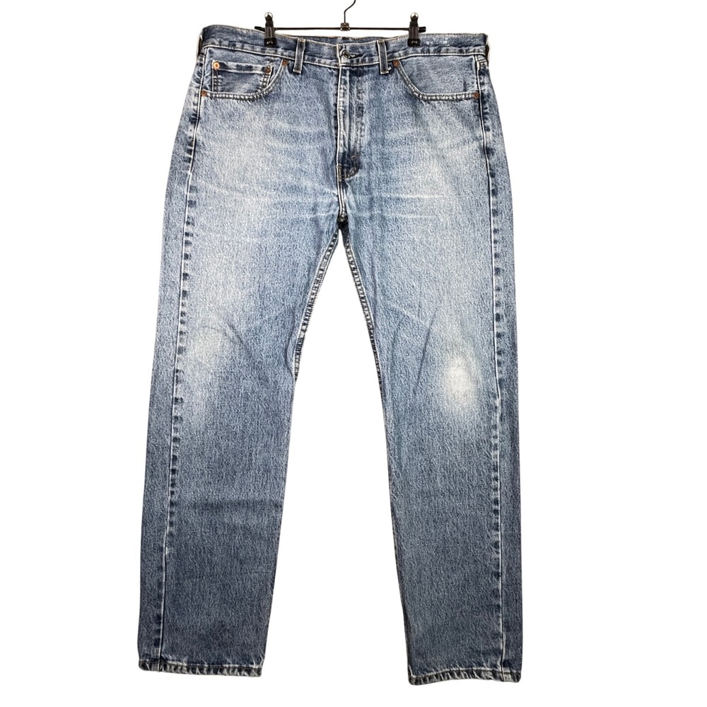 Levis 505 Regular Fit‎ Straight Leg Light Wash Denim Jeans Mens 38x32 Blue